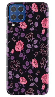 Rose Black Background Mobile Back Case for Samsung Galaxy M62 (Design - 27)