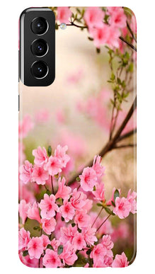 Pink flowers Mobile Back Case for Samsung Galaxy S22 Plus (Design - 69)