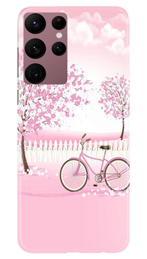 Pink Flowers Cycle Case for Samsung Galaxy S22 Ultra(Design - 102)