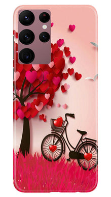 Red Heart Cycle Mobile Back Case for Samsung Galaxy S22 Ultra (Design - 191)