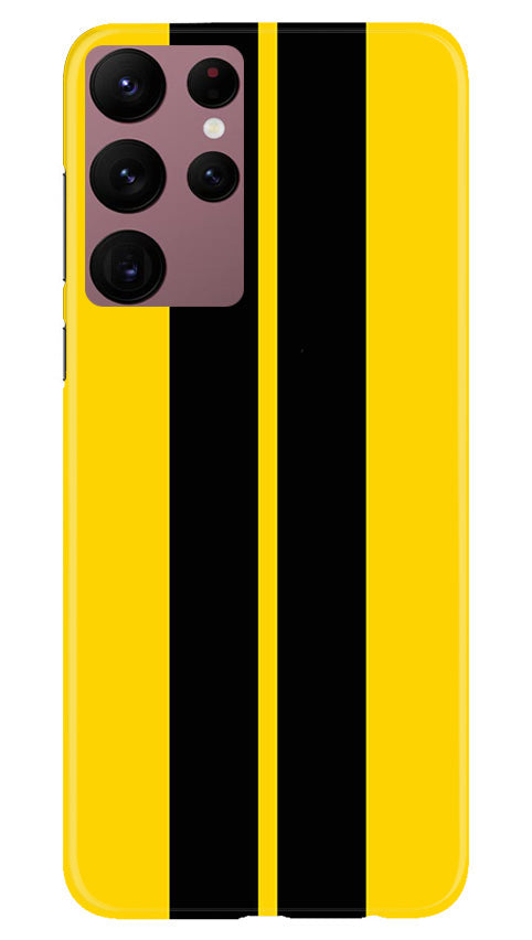 Black Yellow Pattern Mobile Back Case for Samsung Galaxy S22 Ultra (Design - 336)