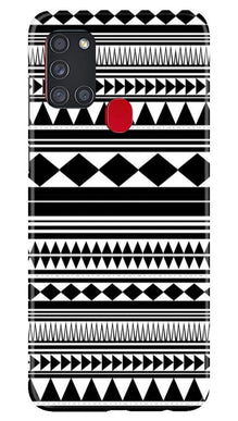 Black white Pattern Mobile Back Case for Samsung Galaxy A21s (Design - 5)