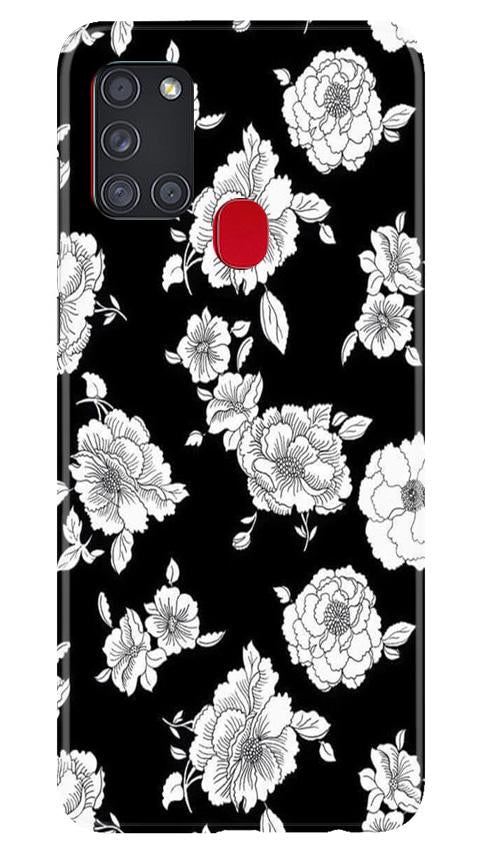 White flowers Black Background Case for Samsung Galaxy A21s