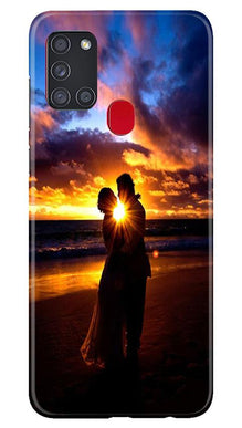 Couple Sea shore Mobile Back Case for Samsung Galaxy A21s (Design - 13)