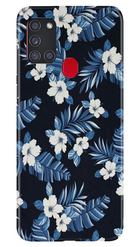 White flowers Blue Background2 Case for Samsung Galaxy A21s