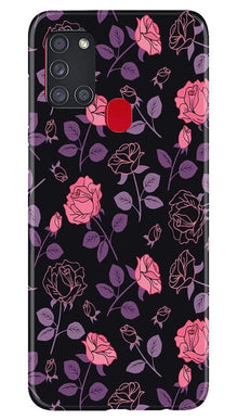 Rose Black Background Mobile Back Case for Samsung Galaxy A21s (Design - 27)