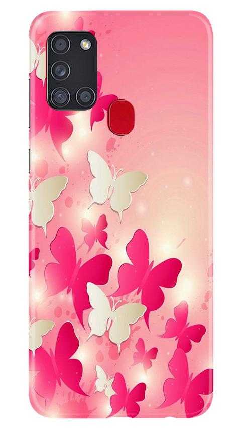 White Pick Butterflies Case for Samsung Galaxy A21s