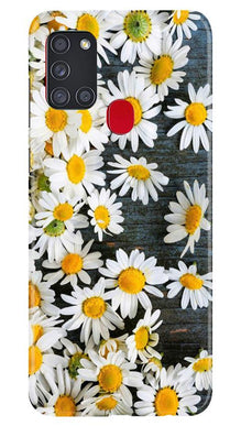 White flowers2 Mobile Back Case for Samsung Galaxy A21s (Design - 62)