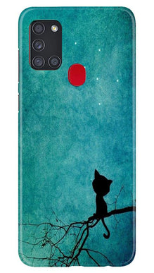 Moon cat Mobile Back Case for Samsung Galaxy A21s (Design - 70)