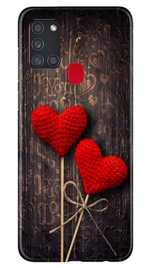 Red Hearts Mobile Back Case for Samsung Galaxy A21s (Design - 80)