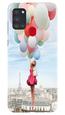 Girl with Baloon Mobile Back Case for Samsung Galaxy A21s (Design - 84)