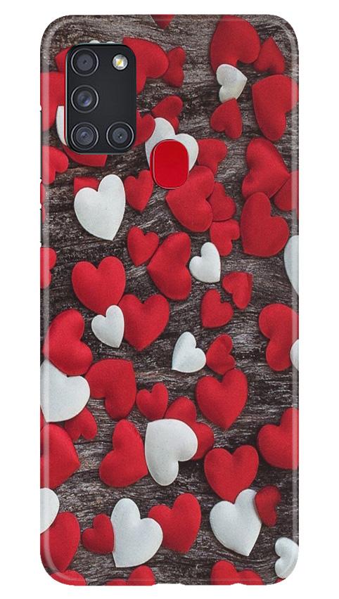 Red White Hearts Case for Samsung Galaxy A21s  (Design - 105)