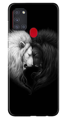 Dark White Lion Mobile Back Case for Samsung Galaxy A21s  (Design - 140)