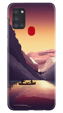 Mountains Boat Mobile Back Case for Samsung Galaxy A21s (Design - 181)