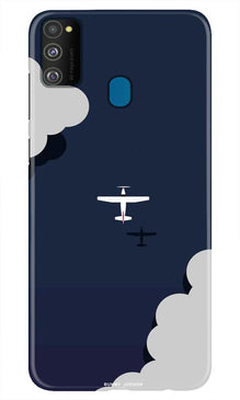 Clouds Plane Mobile Back Case for Samsung Galaxy M21 (Design - 196)