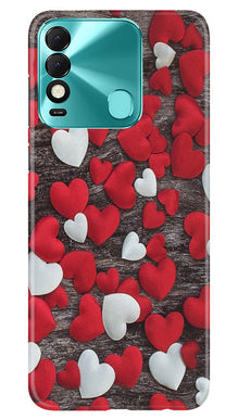 Red White Hearts Mobile Back Case for Tecno Spark 8  (Design - 105)