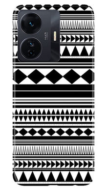 Black white Pattern Mobile Back Case for Vivo IQOO Z6 5G (Design - 5)