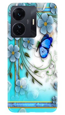 Blue Butterfly Mobile Back Case for Vivo IQOO Z6 5G (Design - 21)