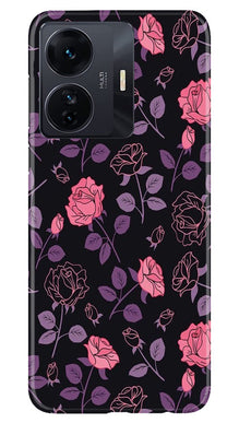 Rose Black Background Mobile Back Case for Vivo IQOO Z6 5G (Design - 27)