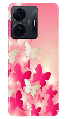 White Pick Butterflies Mobile Back Case for Vivo IQOO Z6 5G (Design - 28)