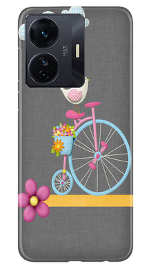 Sparron with cycle Mobile Back Case for Vivo IQOO Z6 5G (Design - 34)