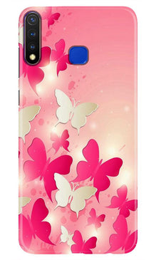 White Pick Butterflies Mobile Back Case for Vivo U20 (Design - 28)