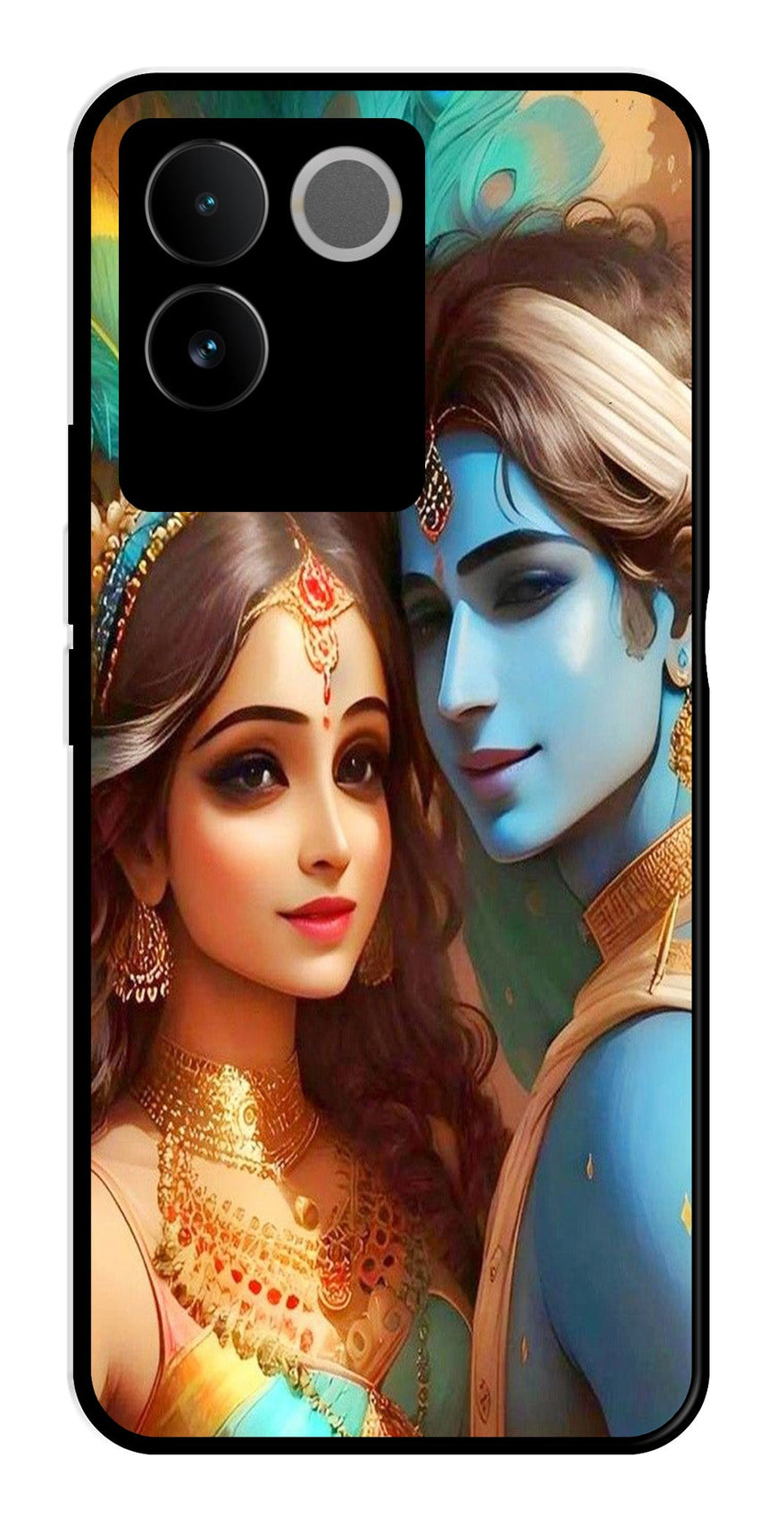 Lord Radha Krishna Metal Mobile Case for Vivo iQOO Z7 Pro   (Design No -01)