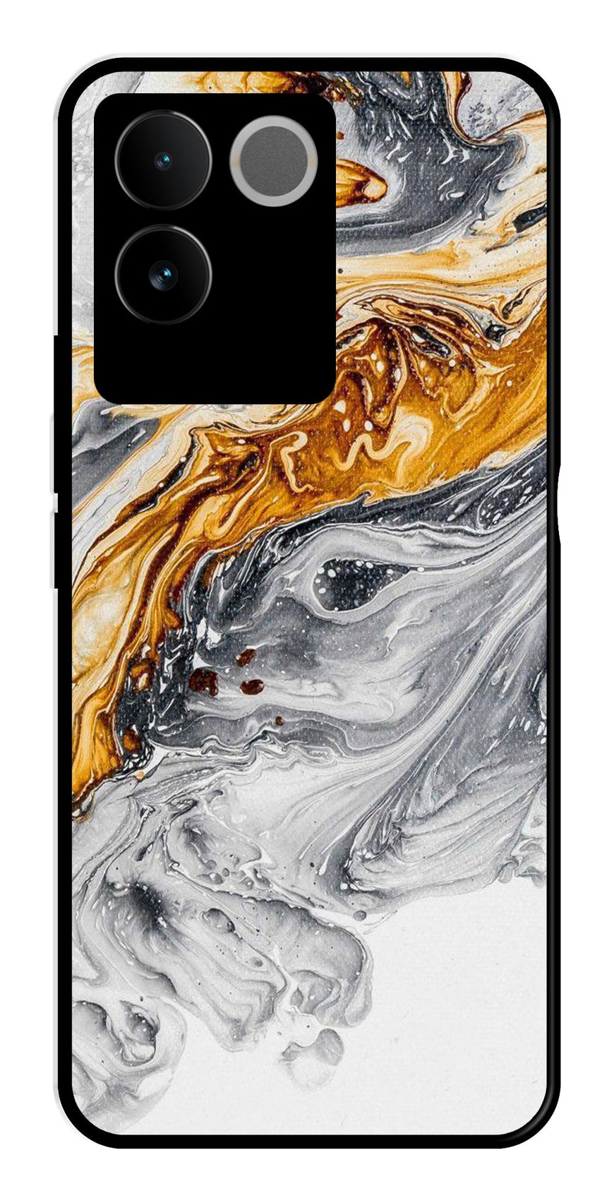 Marble Pattern Metal Mobile Case for Vivo T2 Pro   (Design No -36)