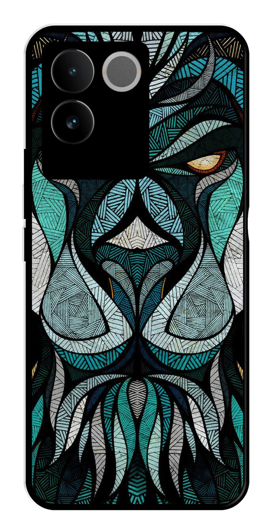 Lion Pattern Metal Mobile Case for Vivo T2 Pro   (Design No -40)