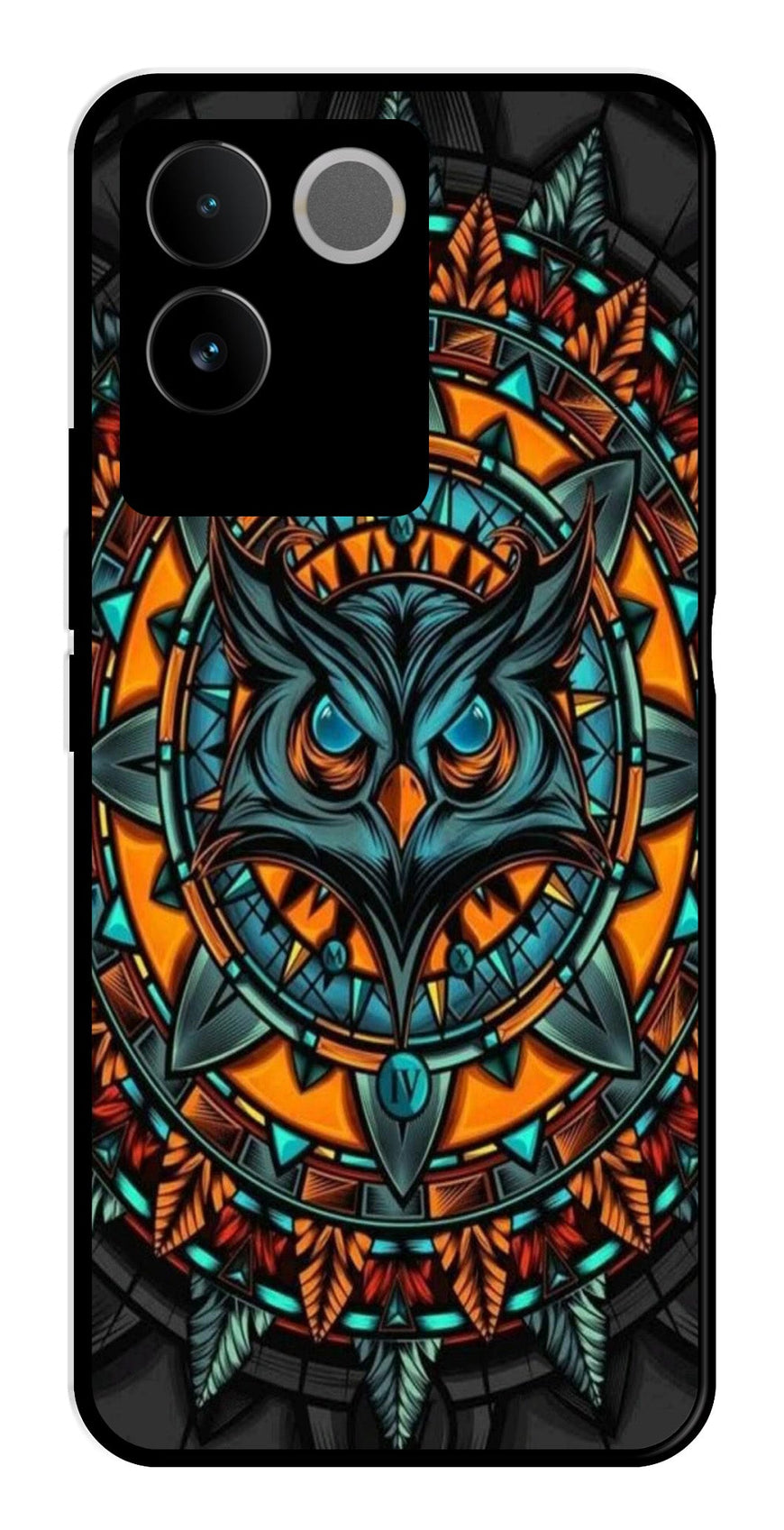 Owl Pattern Metal Mobile Case for Vivo iQOO Z7 Pro   (Design No -42)