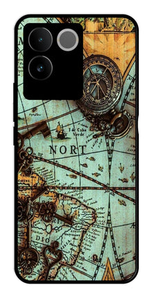 Map Design Metal Mobile Case for Vivo iQOO Z7 Pro