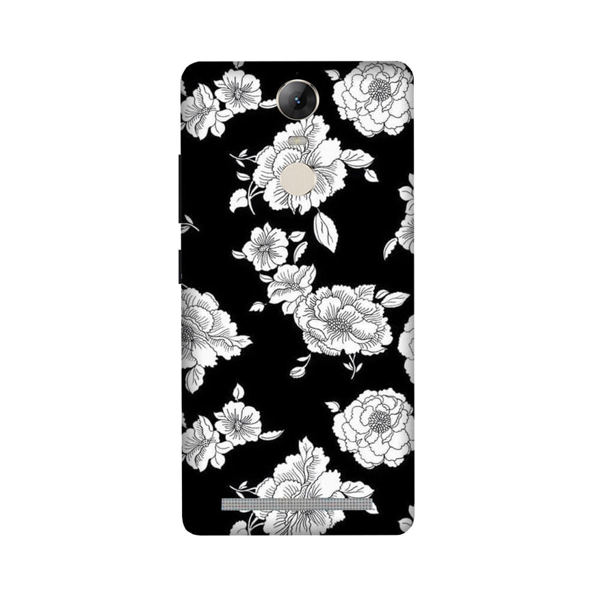 White flowers Black Background Case for Lenovo Vibe K5 Note