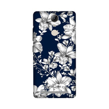 White flowers Blue Background Mobile Back Case for Lenovo Vibe K5 Note (Design - 14)