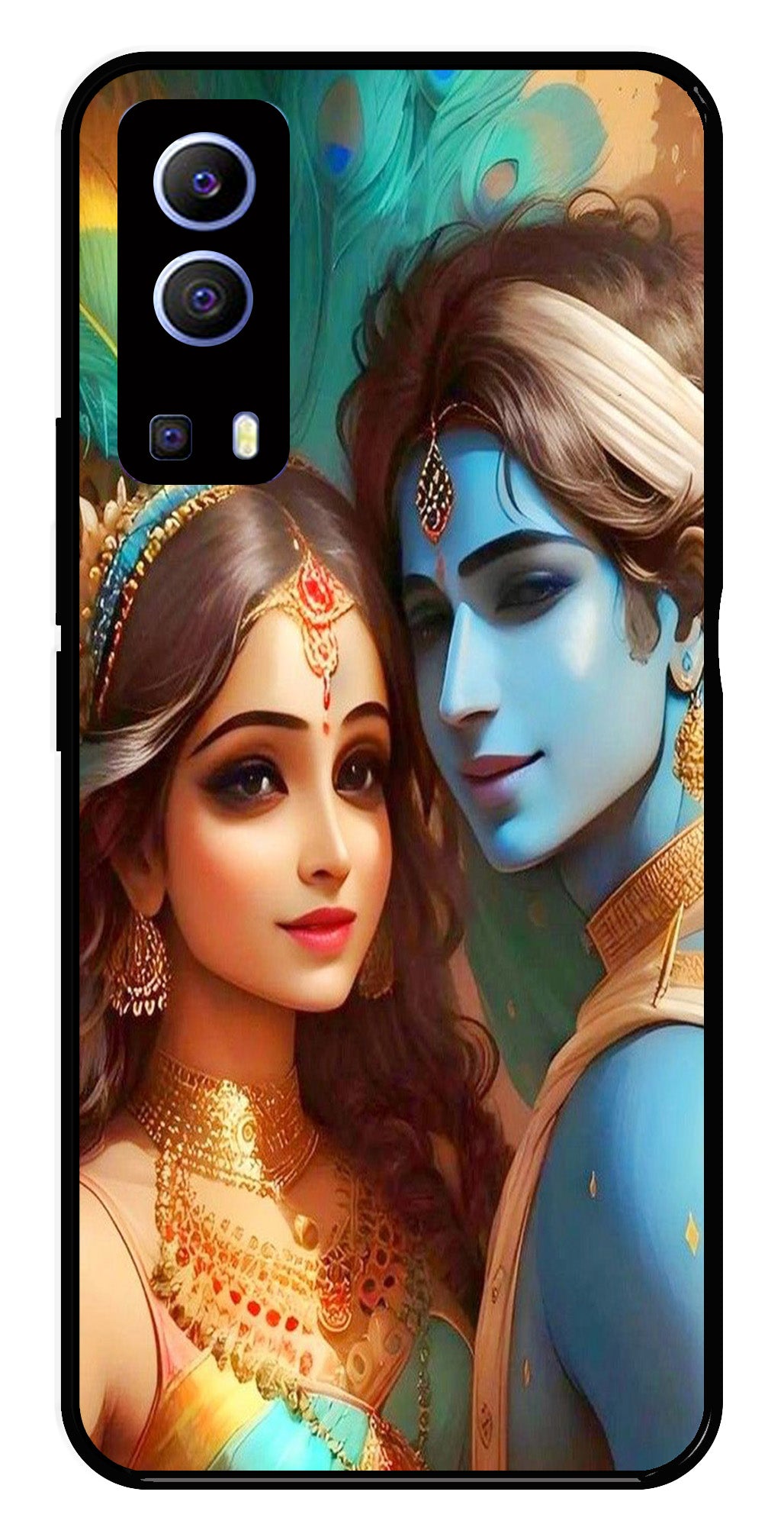 Lord Radha Krishna Metal Mobile Case for Vivo Y72 5G   (Design No -01)