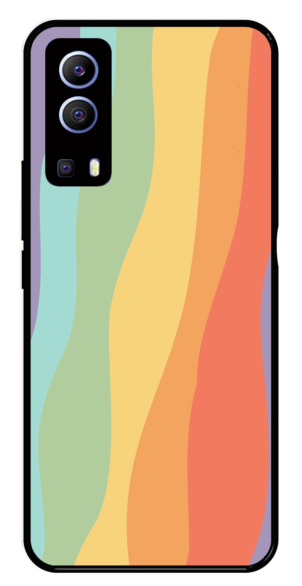 Muted Rainbow Metal Mobile Case for Vivo Y72 5G   (Design No -02)