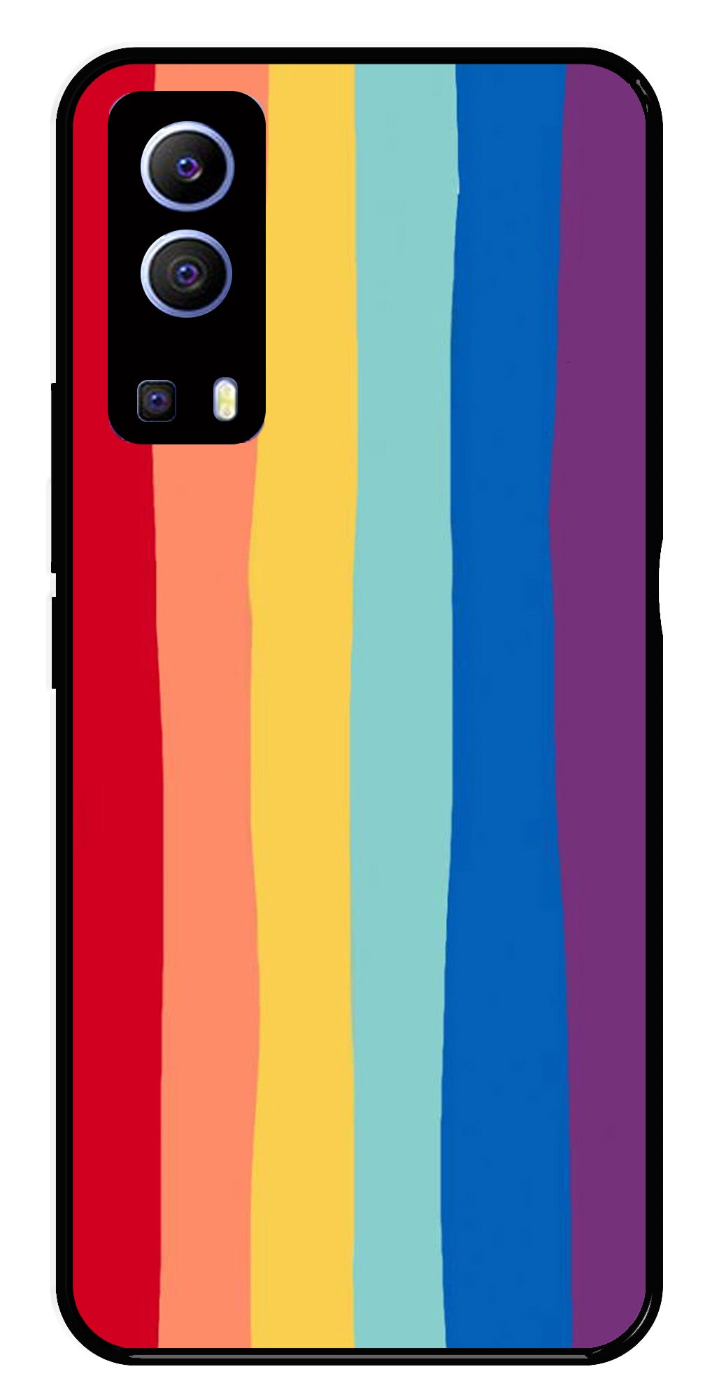 Rainbow MultiColor Metal Mobile Case for Vivo Y72 5G   (Design No -03)