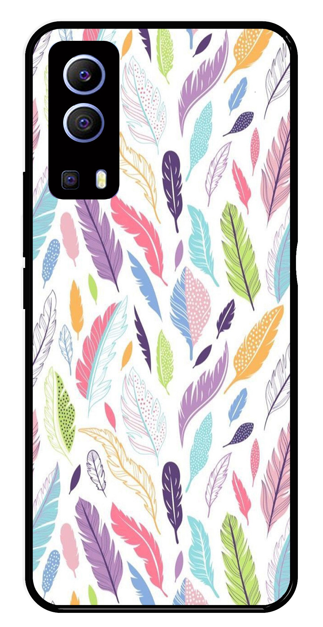 Colorful Feathers Metal Mobile Case for Vivo Y72 5G   (Design No -06)