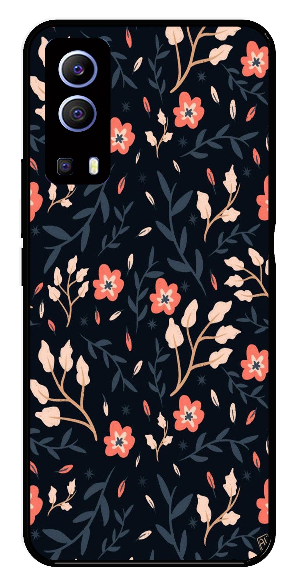 Floral Pattern Metal Mobile Case for Vivo Y72 5G   (Design No -10)