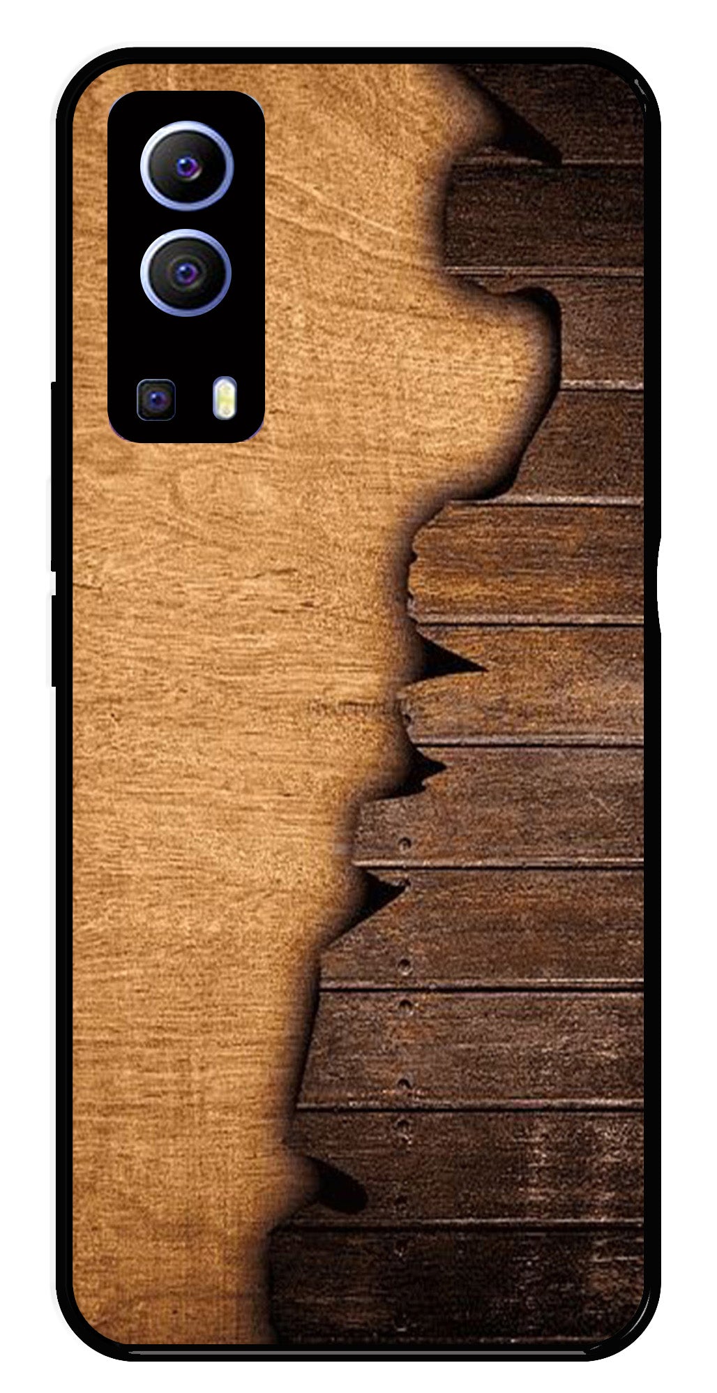 Wooden Design Metal Mobile Case for Vivo Y72 5G   (Design No -13)