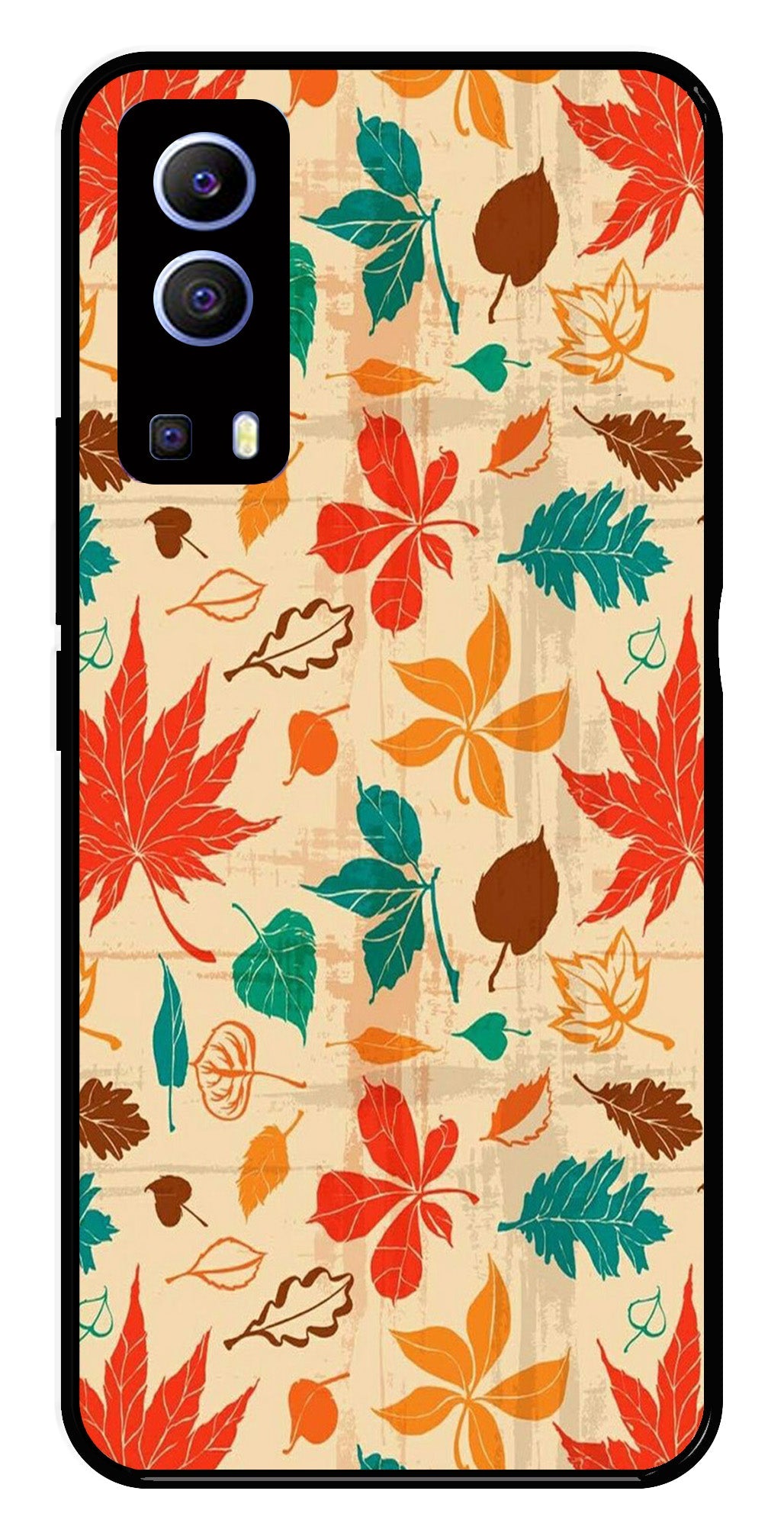 Leafs Design Metal Mobile Case for Vivo Y72 5G   (Design No -14)