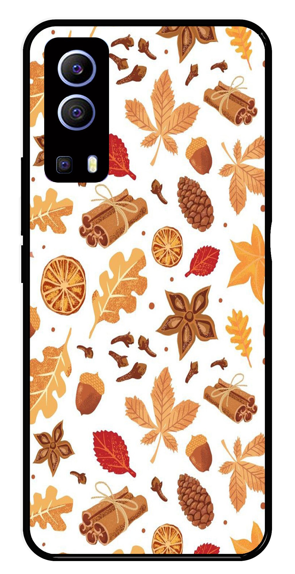 Autumn Leaf Metal Mobile Case for Vivo Y72 5G   (Design No -19)