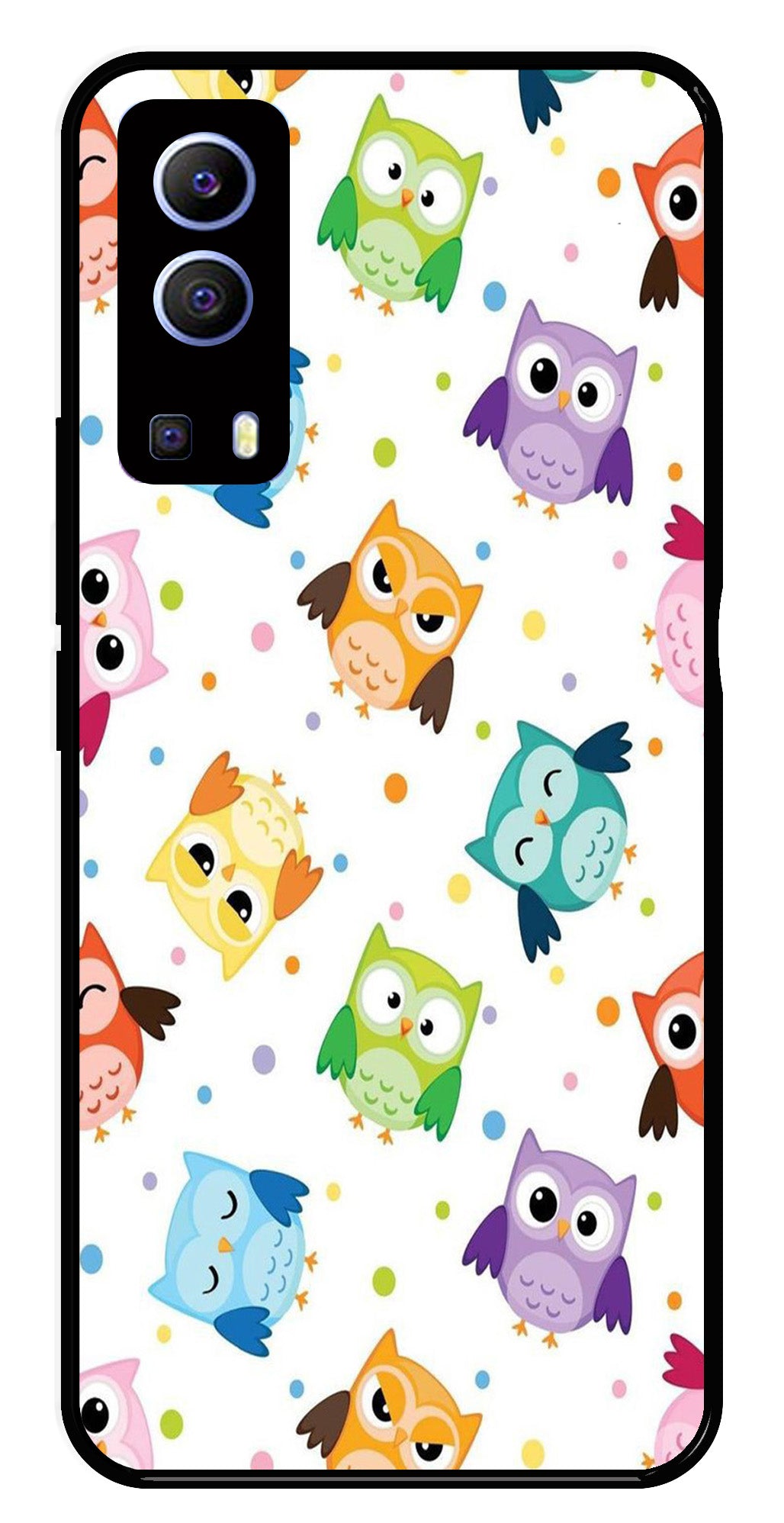 Owls Pattern Metal Mobile Case for Vivo Y72 5G   (Design No -20)