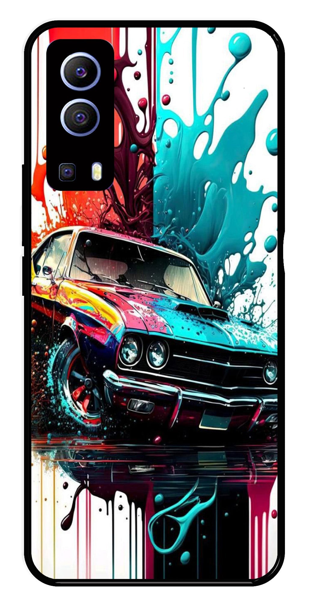 Vintage Car Metal Mobile Case for Vivo Y72 5G   (Design No -29)