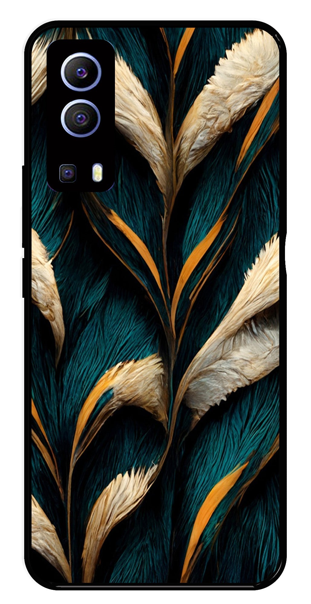 Feathers Metal Mobile Case for Vivo Y72 5G   (Design No -30)