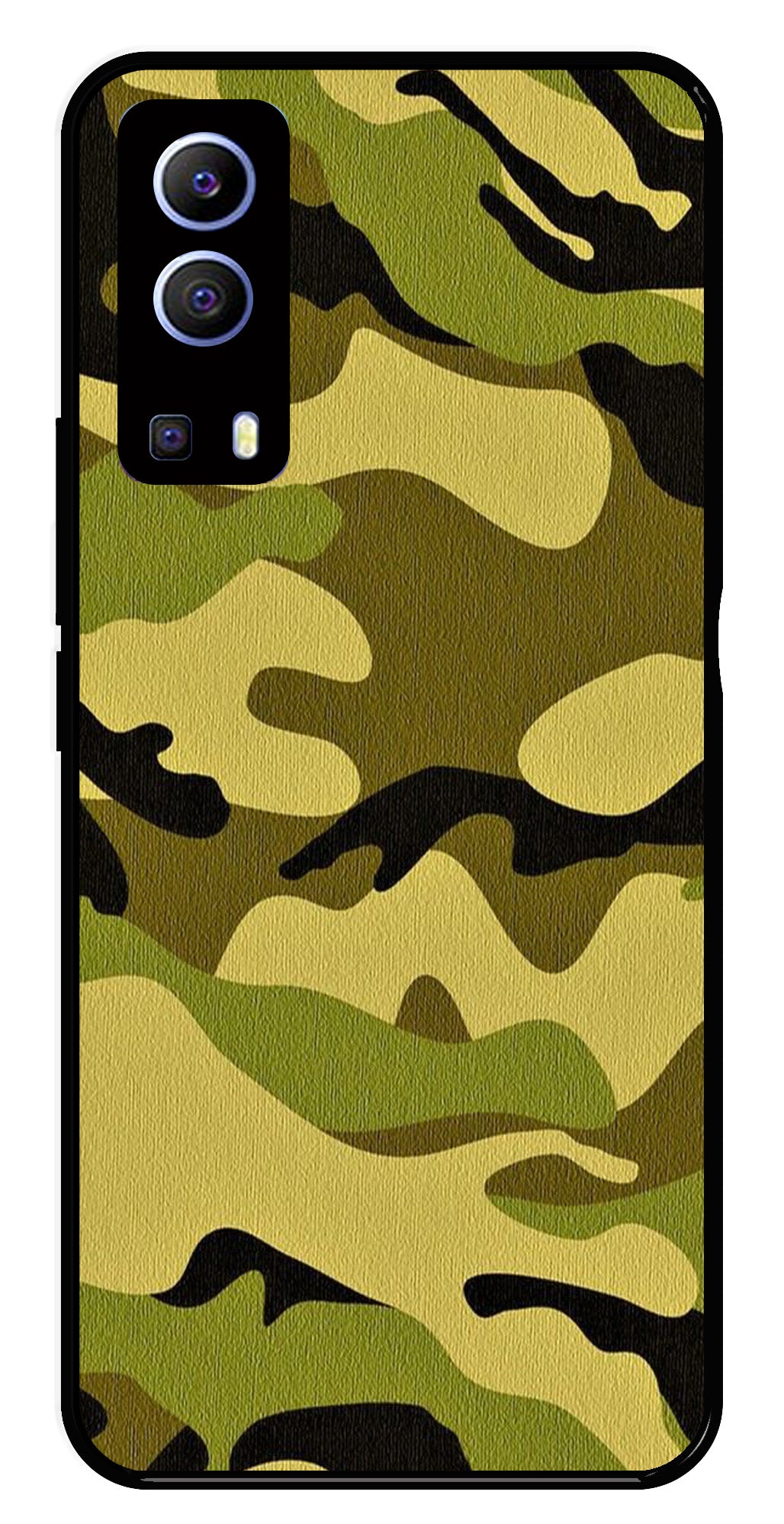 Army Pattern Metal Mobile Case for Vivo Y72 5G   (Design No -35)