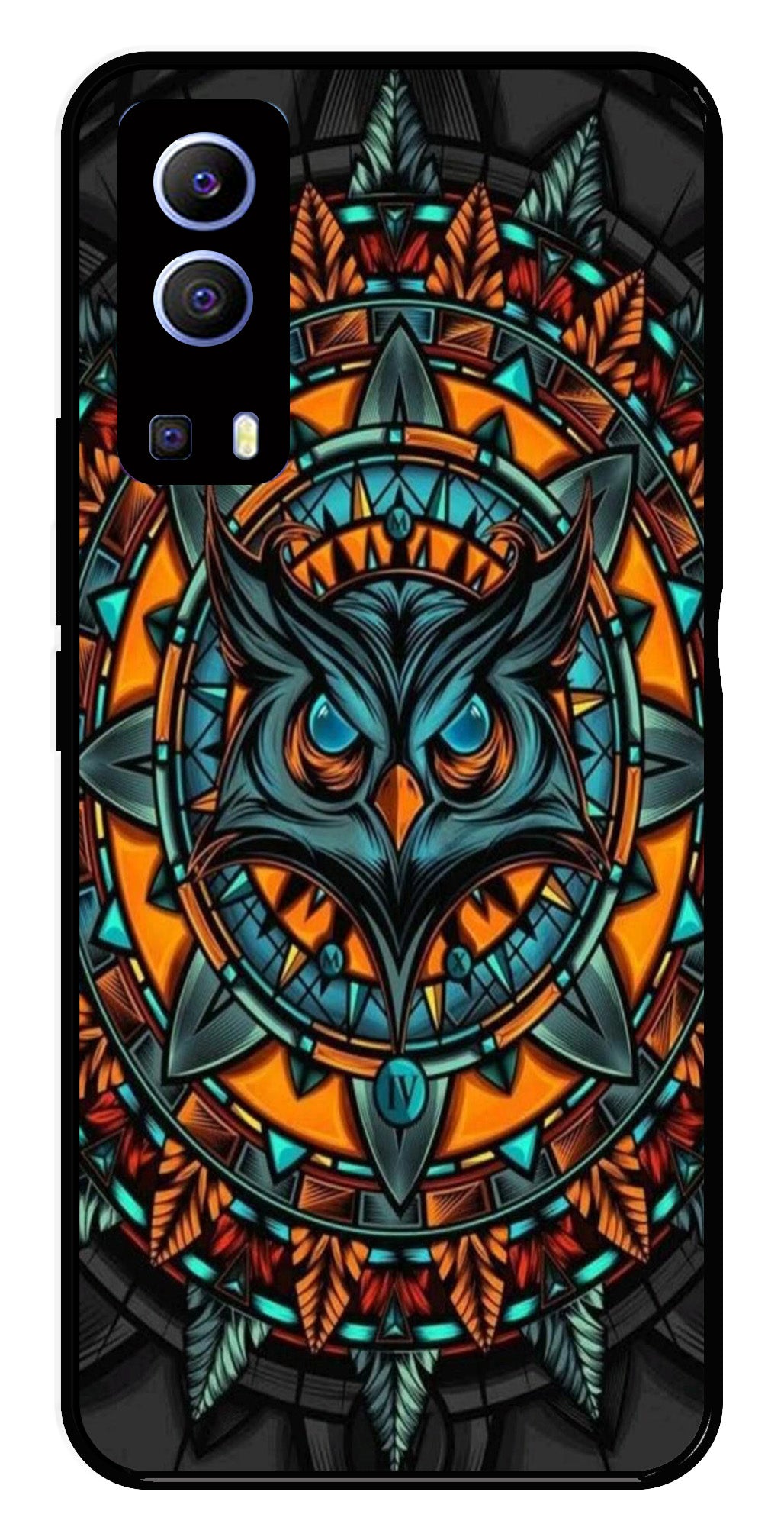 Owl Pattern Metal Mobile Case for Vivo Y72 5G   (Design No -42)