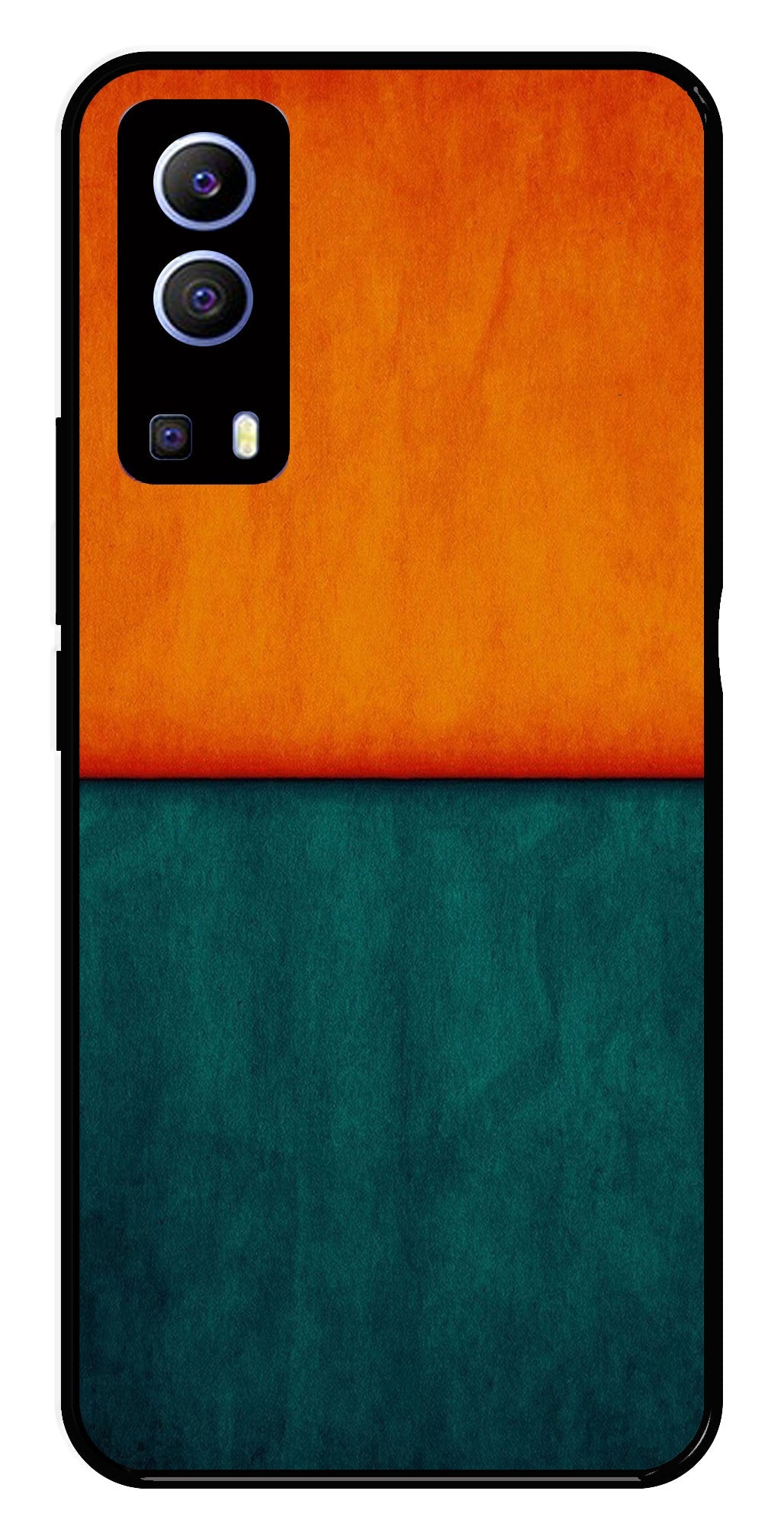 Orange Green Pattern Metal Mobile Case for Vivo Y72 5G   (Design No -45)