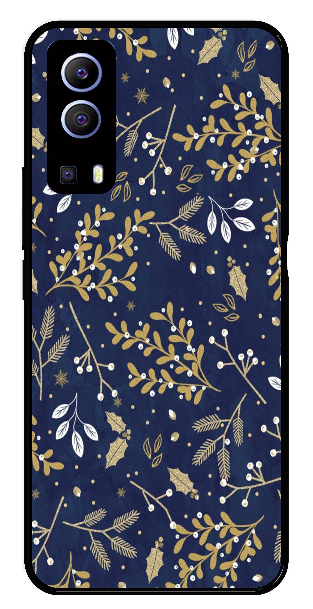 Floral Pattern  Metal Mobile Case for Vivo Y72 5G   (Design No -52)