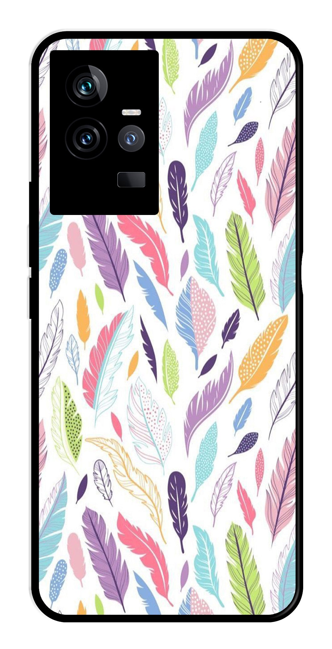 Colorful Feathers Metal Mobile Case for IQOO 11 5G   (Design No -06)