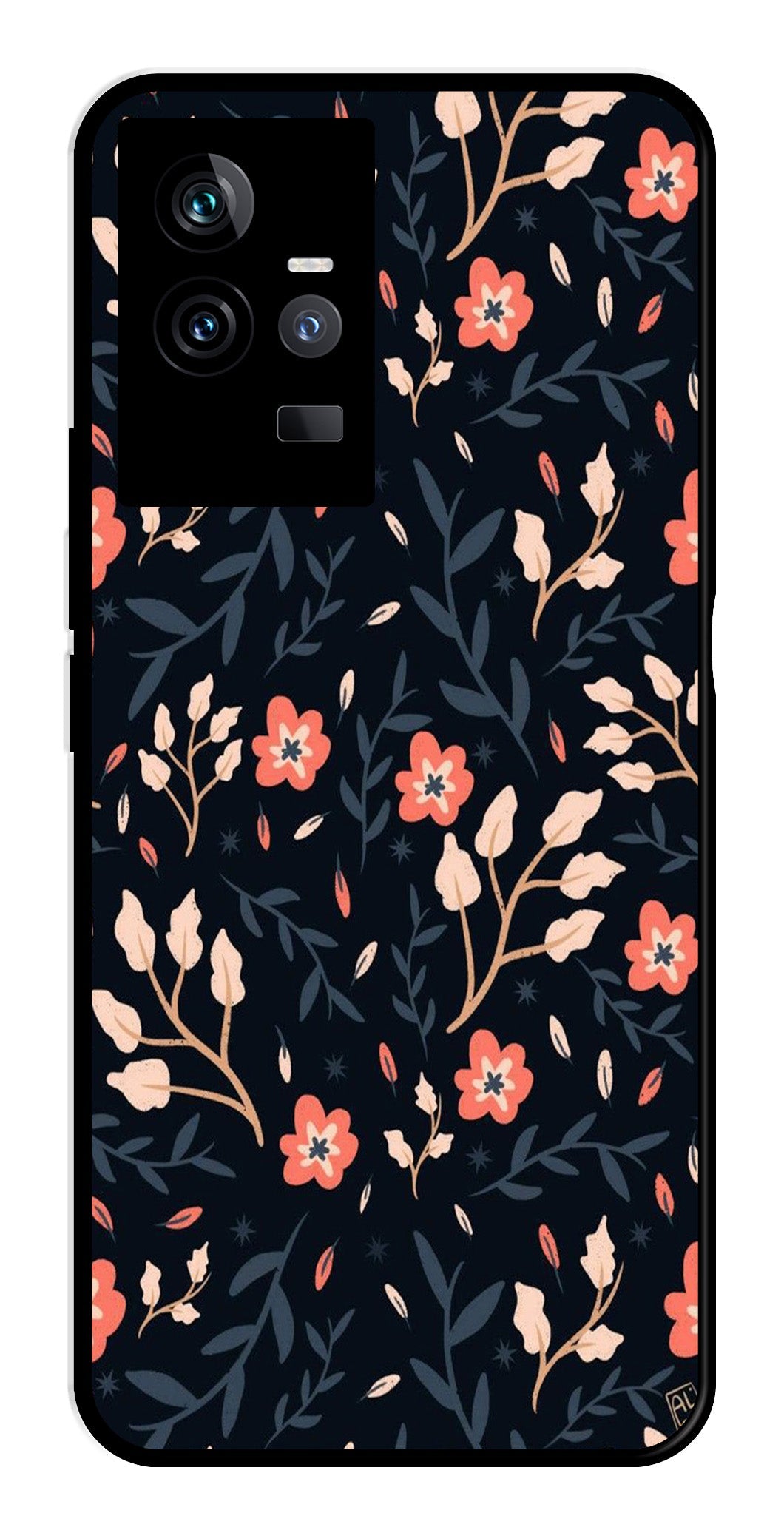 Floral Pattern Metal Mobile Case for IQOO 11 5G   (Design No -10)